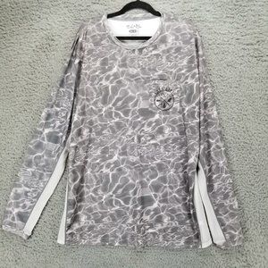 Salt Life Shirt Mens 2XL SLX Gray Water Pattern Long Sleeve Pullover Fishing